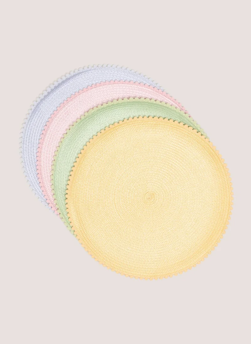 ماتلان 4 Pack Multicolour Round Pom Placemats
